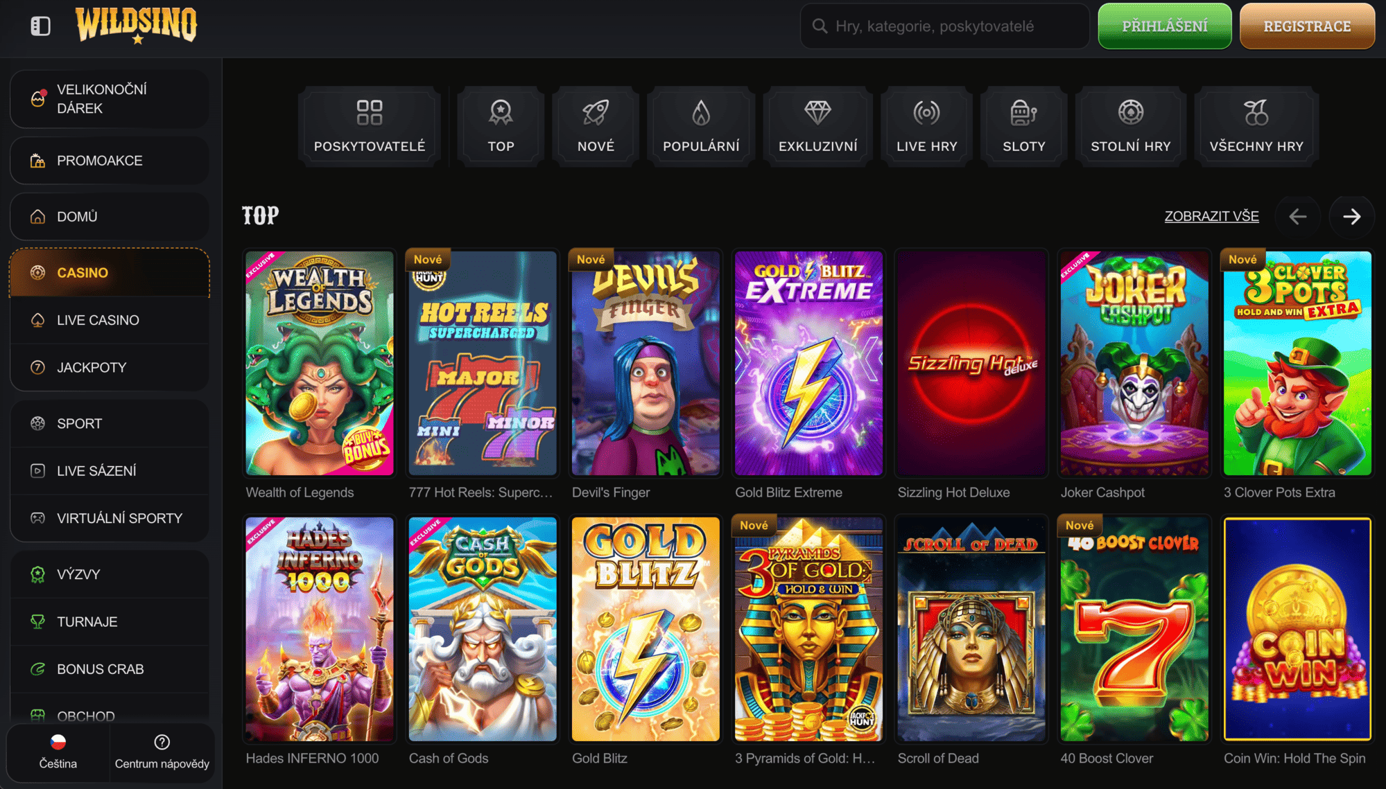 Automaty a online sloty v Wildsino Casino